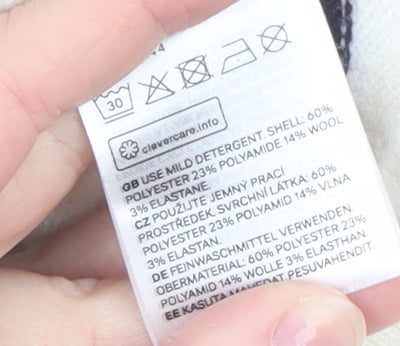 H&M Women's Ivory Striped Collared Pullover Jumper Size M