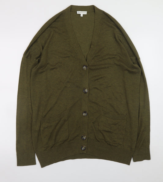 Warehouse Women’s Green V-Neck Long Sleeve Cardigan Size 12