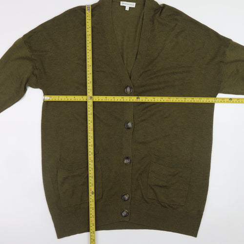 Warehouse Women’s Green V-Neck Long Sleeve Cardigan Size 12