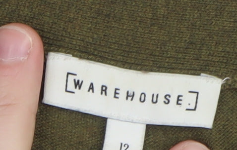 Warehouse Women’s Green V-Neck Long Sleeve Cardigan Size 12
