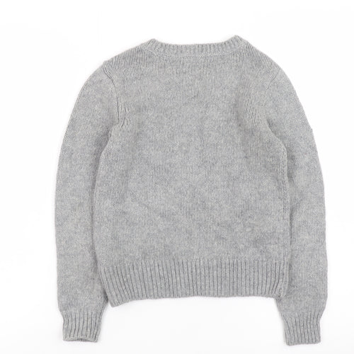 GapKids Boys Grey Penguin Jumper Medium (8) Crew Neck Winter Knit