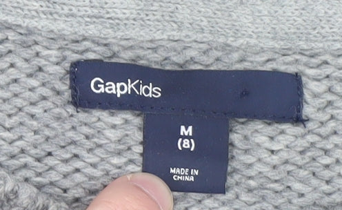 GapKids Boys Grey Penguin Jumper Medium (8) Crew Neck Winter Knit