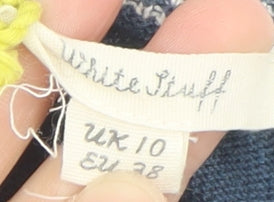 White Stuff Women's Blue Striped Crew Neck Cardigan UK 10 Cotton Blend