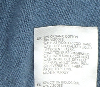 White Stuff Women's Blue Striped Crew Neck Cardigan UK 10 Cotton Blend
