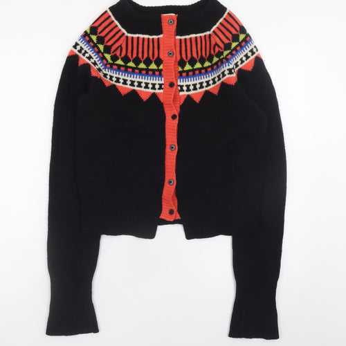 Antoni & Alison Womens Black Fair Isle Lambswool Cardigan Size 12