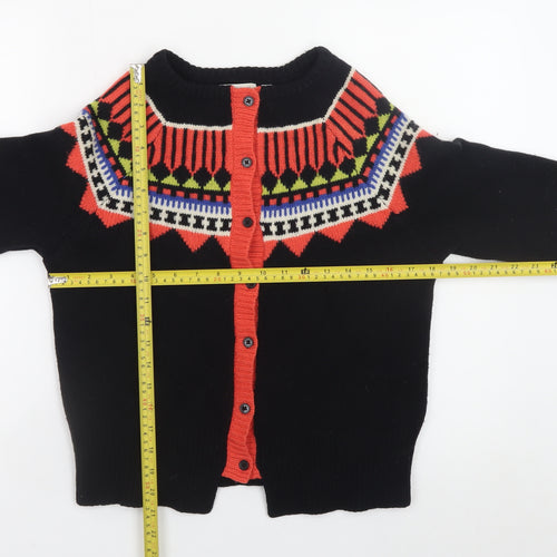 Antoni & Alison Womens Black Fair Isle Lambswool Cardigan Size 12