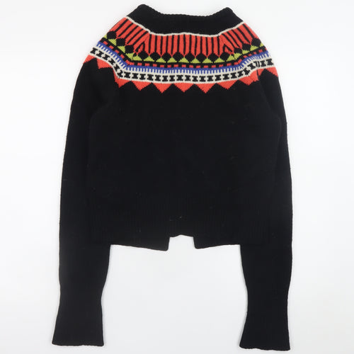 Antoni & Alison Womens Black Fair Isle Lambswool Cardigan Size 12
