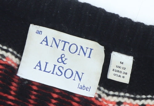 Antoni & Alison Womens Black Fair Isle Lambswool Cardigan Size 12