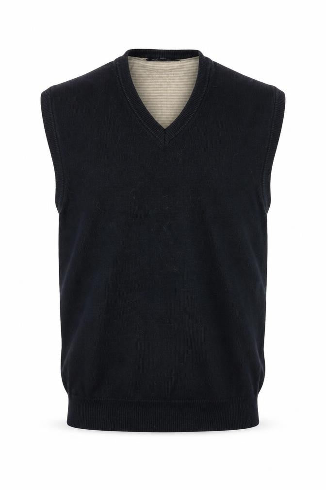 Marks and Spencer Men's Black Cotton V-Neck Sleeveless Vest Small