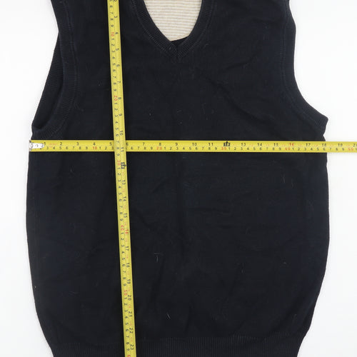 Marks and Spencer Men's Black Cotton V-Neck Sleeveless Vest Small