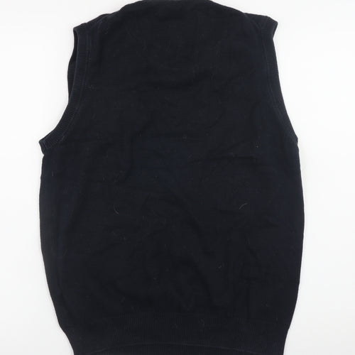 Marks and Spencer Men's Black Cotton V-Neck Sleeveless Vest Small