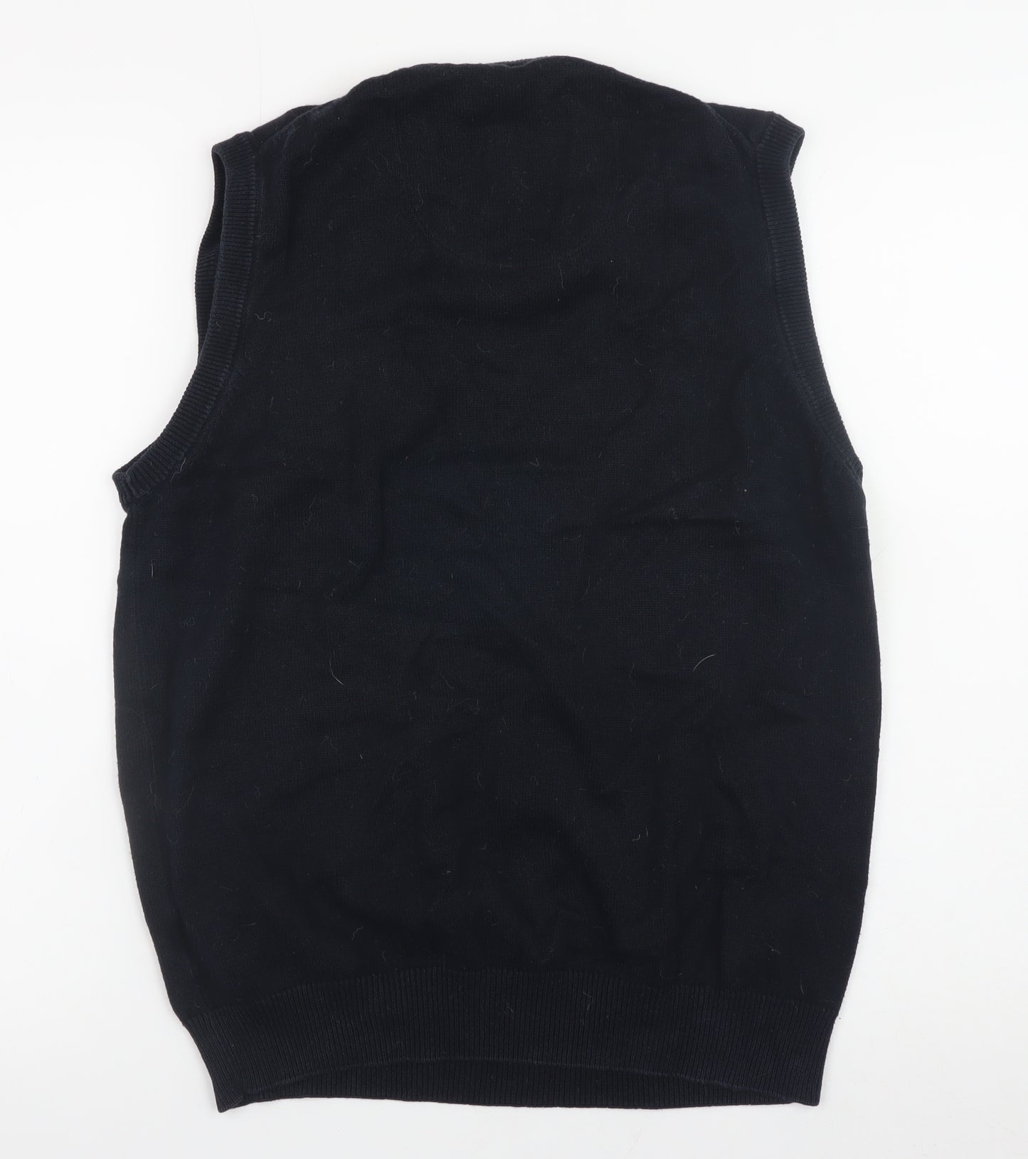 Marks and Spencer Men's Black Cotton V-Neck Sleeveless Vest Small