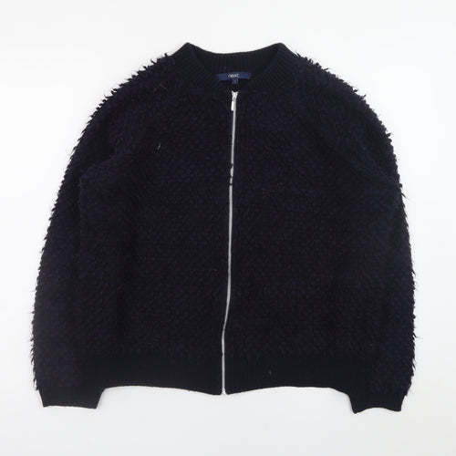 Next Womens Black Full Zip Chunky Knit Jumper UK 14