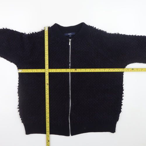 Next Womens Black Full Zip Chunky Knit Jumper UK 14
