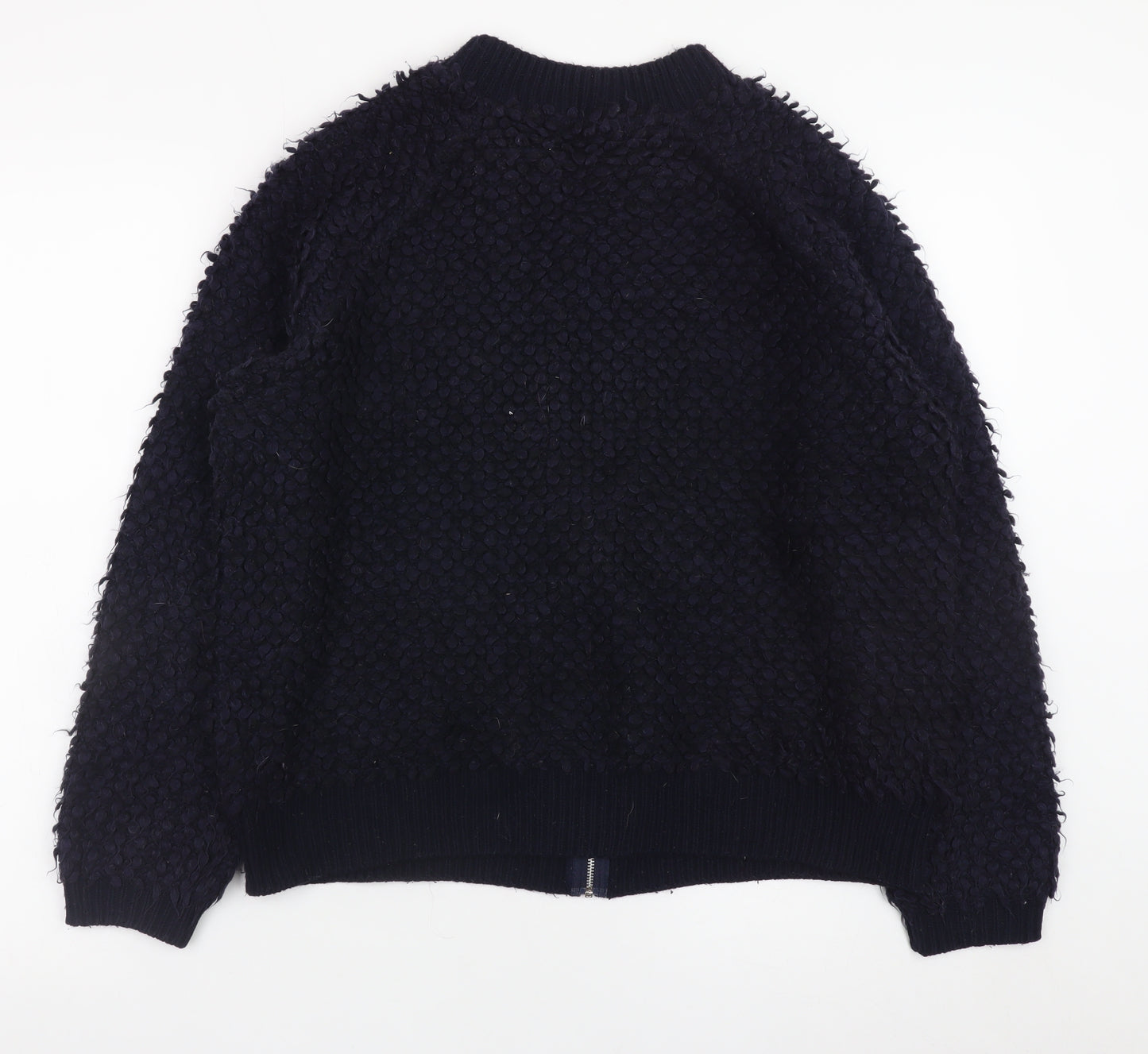 Next Womens Black Full Zip Chunky Knit Jumper UK 14