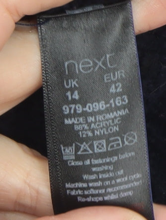 Next Womens Black Full Zip Chunky Knit Jumper UK 14