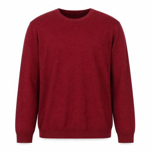 Marks and Spencer Men's Red Cotton Acrylic Crew Neck Jumper L