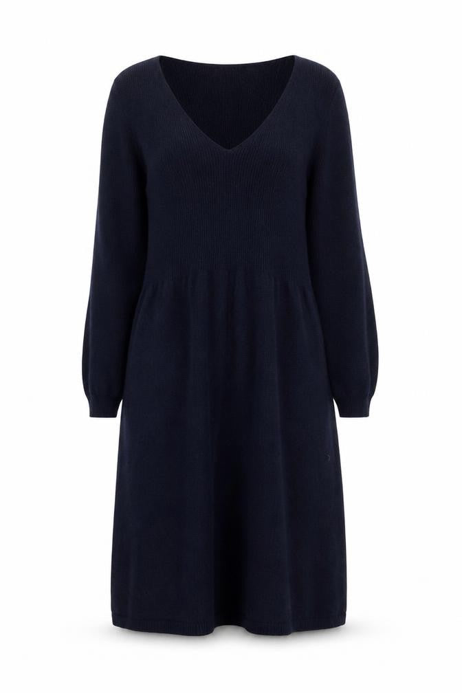Joules Women’s Navy Jumper Dress Size 14 V-Neck Knit Long Sleeve