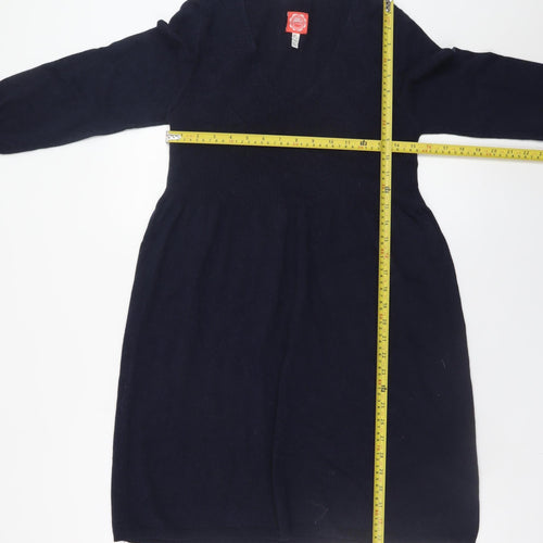 Joules Women’s Navy Jumper Dress Size 14 V-Neck Knit Long Sleeve