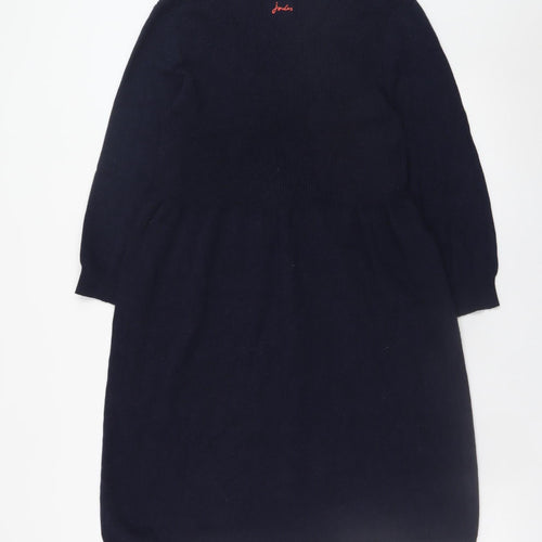 Joules Women’s Navy Jumper Dress Size 14 V-Neck Knit Long Sleeve