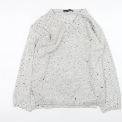 Marks and Spencer Womens Grey V-Neck Knit Jumper XS
