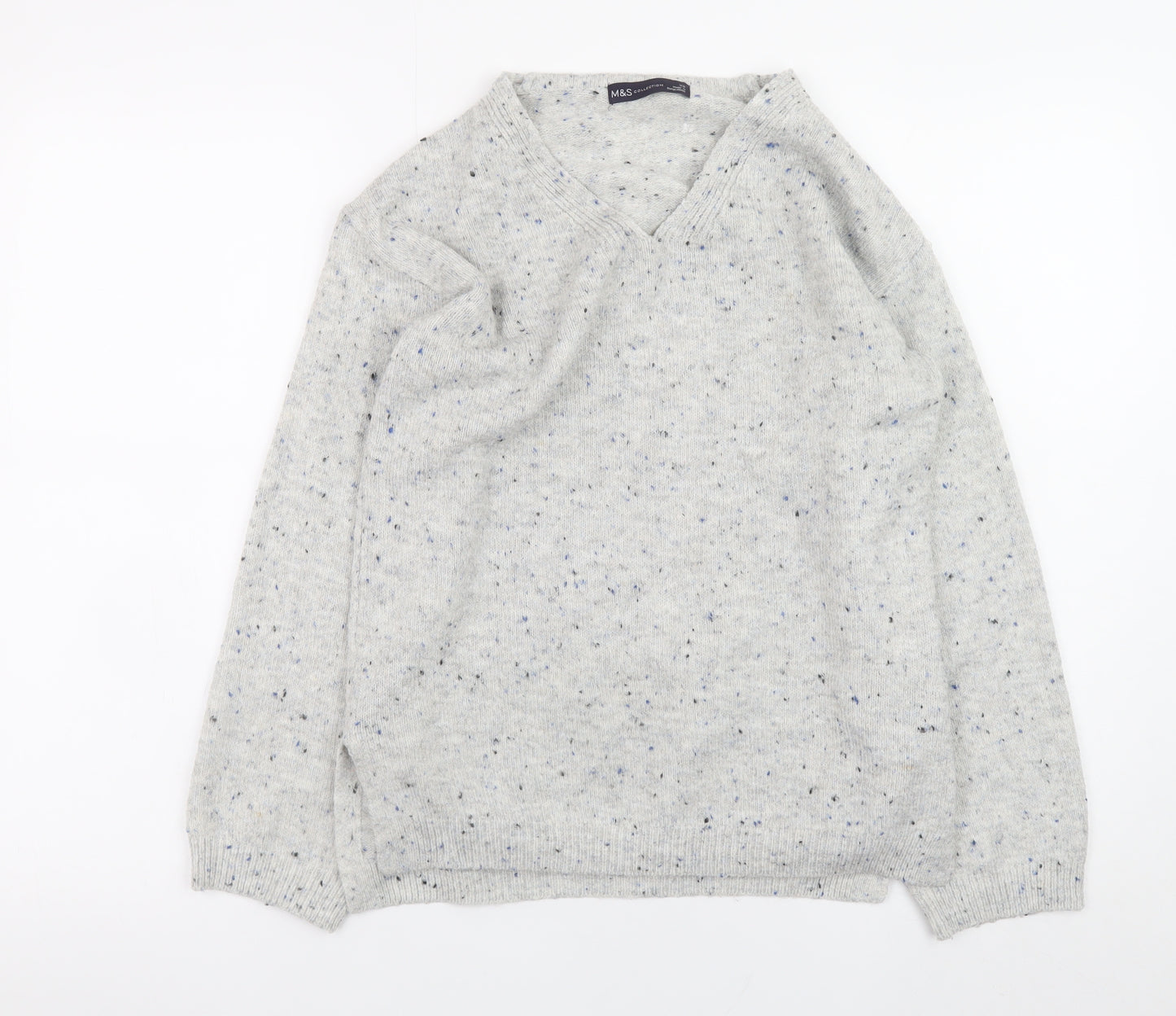 Marks and Spencer Womens Grey V-Neck Knit Jumper XS