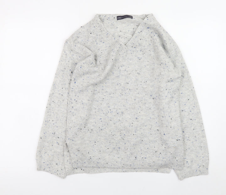 Marks and Spencer Womens Grey V-Neck Knit Jumper XS