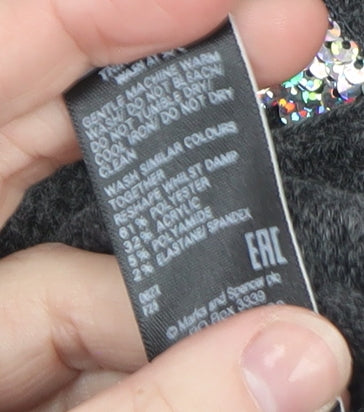 Marks and Spencer Women Grey Sequin Christmas Pullover Jumper XL