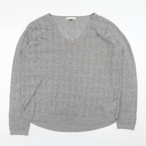 Maison de Nimes Women’s Grey V-Neck Knit Jumper Size 16