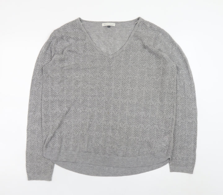 Maison de Nimes Women’s Grey V-Neck Knit Jumper Size 16
