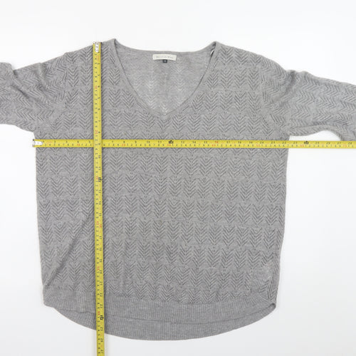Maison de Nimes Women’s Grey V-Neck Knit Jumper Size 16