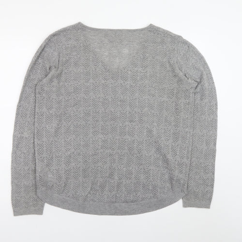 Maison de Nimes Women’s Grey V-Neck Knit Jumper Size 16