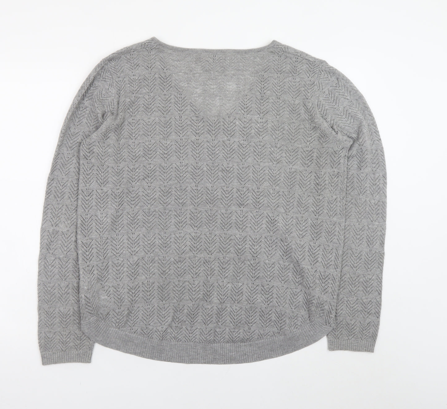 Maison de Nimes Women’s Grey V-Neck Knit Jumper Size 16