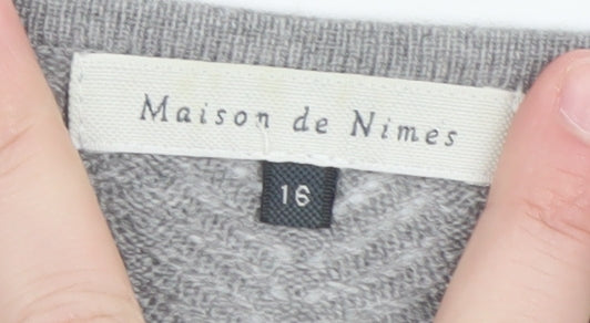 Maison de Nimes Women’s Grey V-Neck Knit Jumper Size 16
