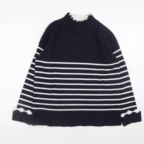 Lovie & Co Women's Blue Striped Mock Neck Pullover Jumper S