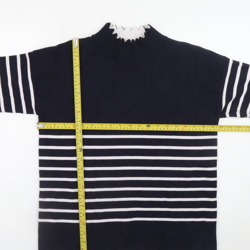 Lovie & Co Women's Blue Striped Mock Neck Pullover Jumper S