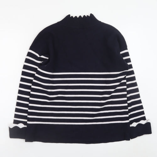 Lovie & Co Women's Blue Striped Mock Neck Pullover Jumper S