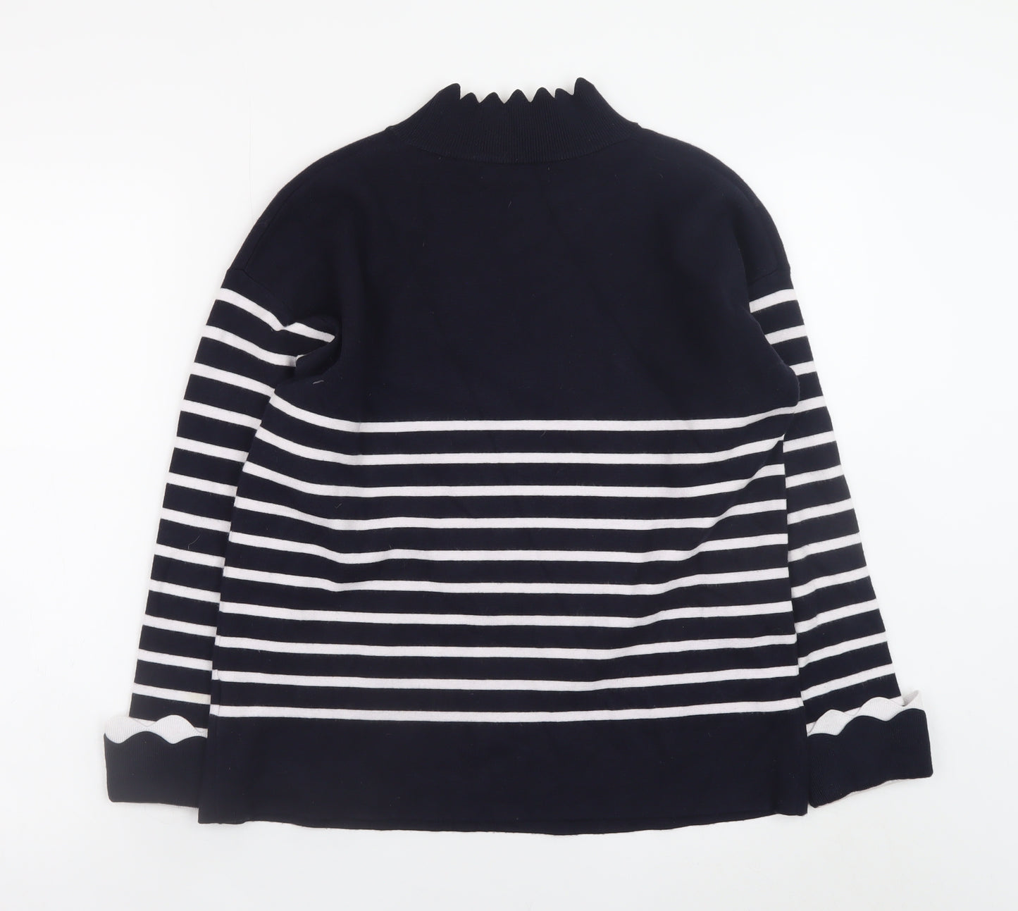 Lovie & Co Women's Blue Striped Mock Neck Pullover Jumper S