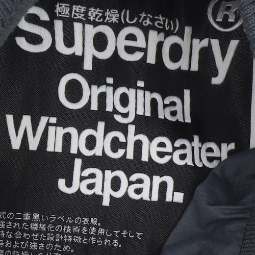 Superdry Men's Grey Windcheater Hooded Jacket Size M Windproof Outdoor