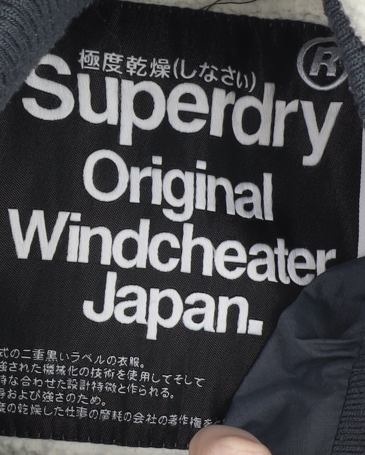 Superdry Men's Grey Windcheater Hooded Jacket Size M Windproof Outdoor