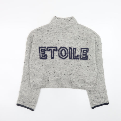 Next Womens Grey Mock Neck Wool Blend Jumper Size S Etoile Knit