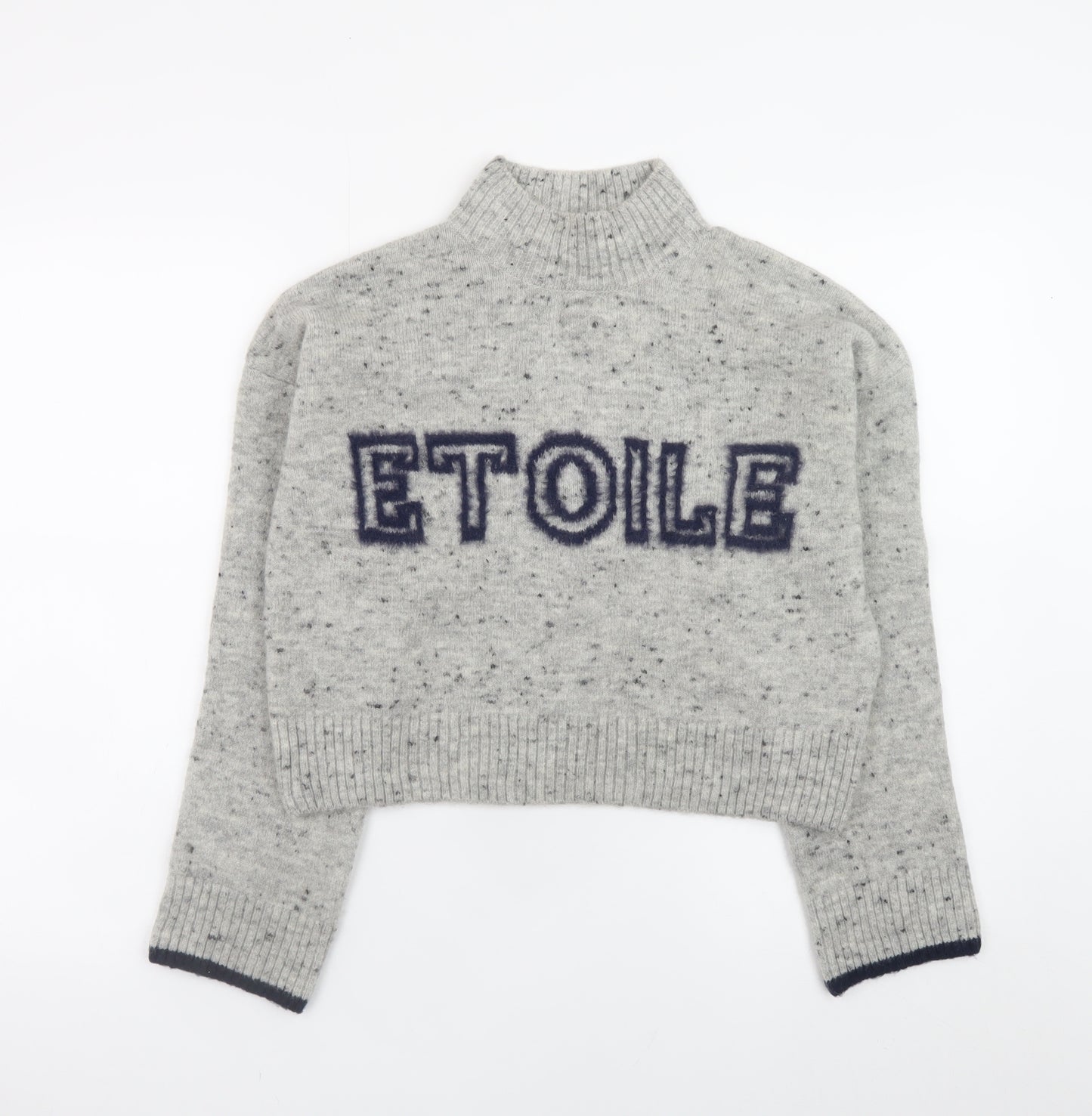 Next Womens Grey Mock Neck Wool Blend Jumper Size S Etoile Knit