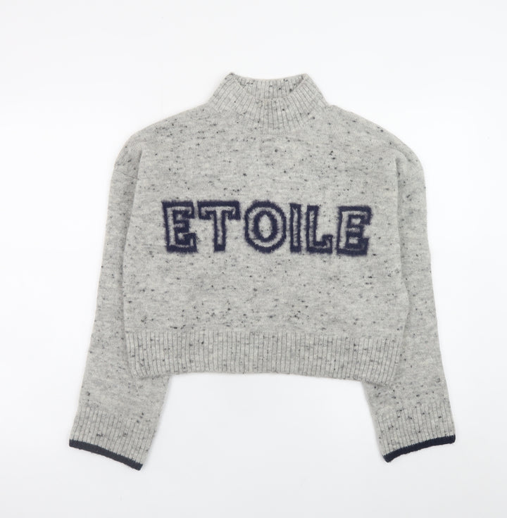 Next Womens Grey Mock Neck Wool Blend Jumper Size S Etoile Knit