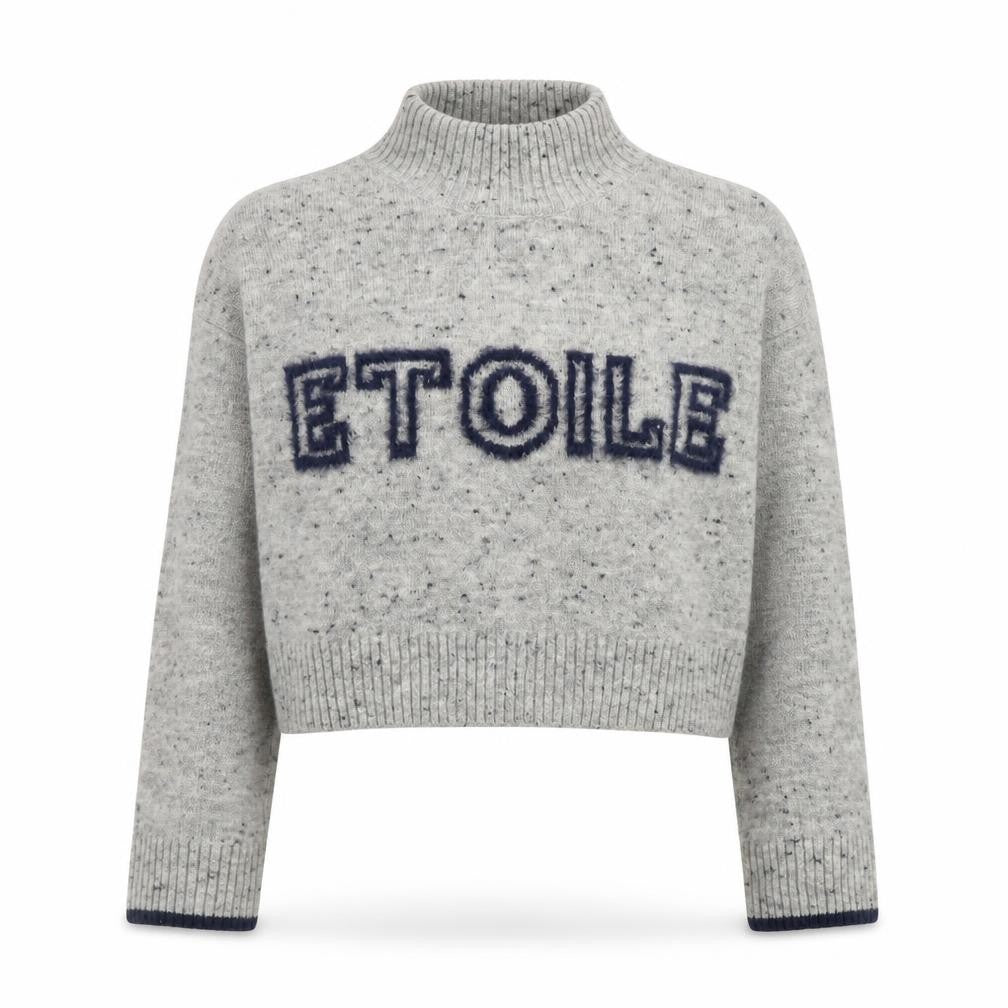 Front view of Next women’s grey mock neck wool blend jumper, size S, etoile knit