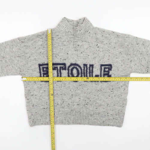 Next Womens Grey Mock Neck Wool Blend Jumper Size S Etoile Knit
