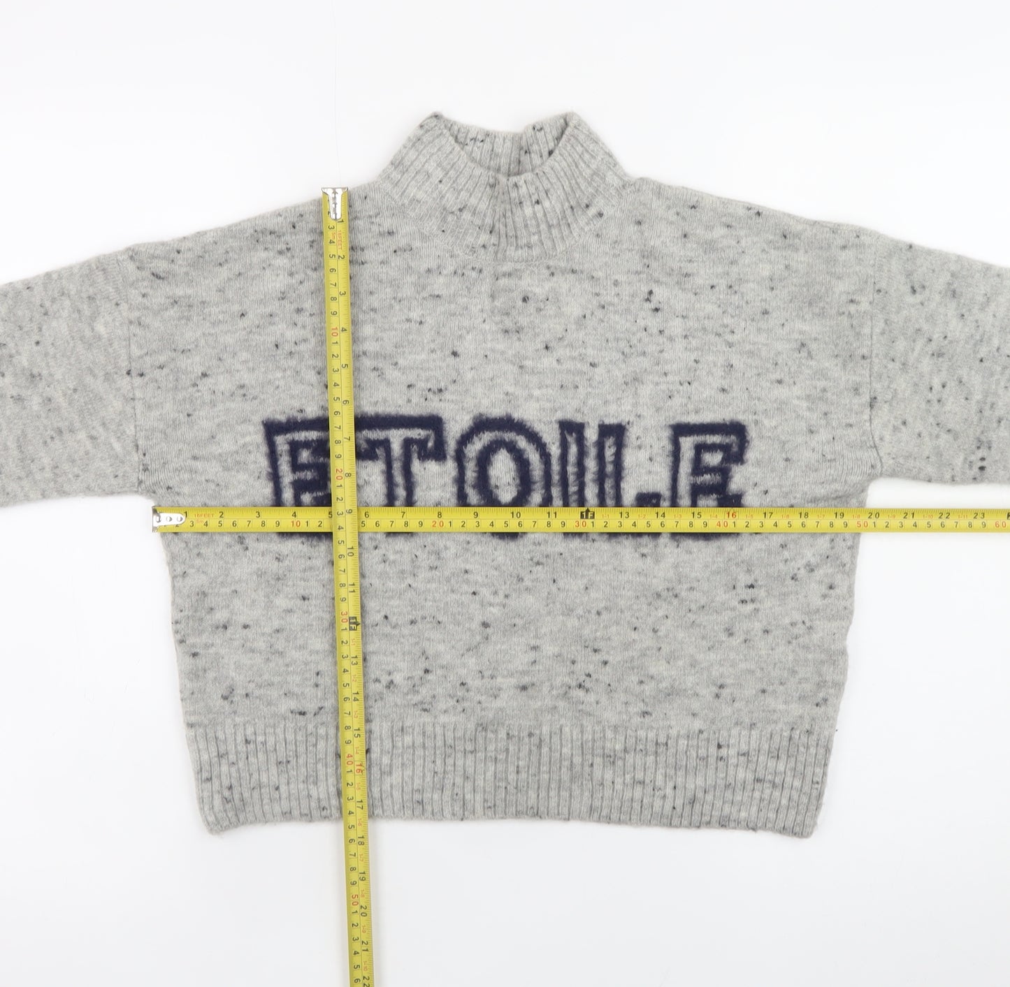 Next Womens Grey Mock Neck Wool Blend Jumper Size S Etoile Knit