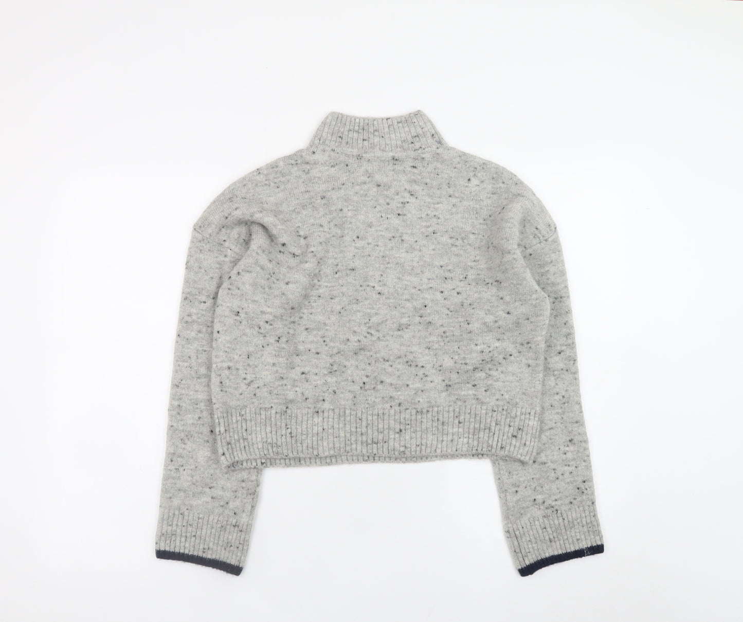 Next Womens Grey Mock Neck Wool Blend Jumper Size S Etoile Knit