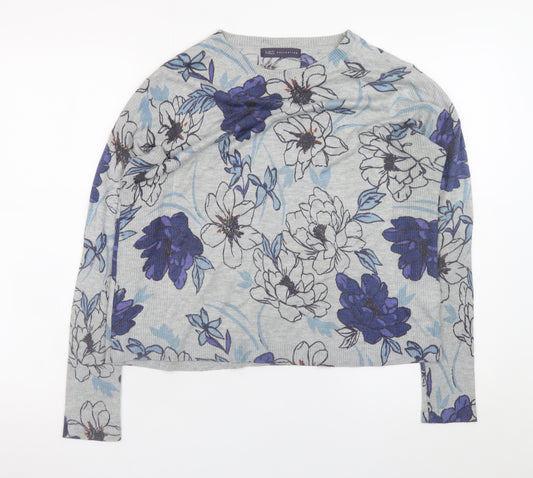 Marks and Spencer Women’s Grey Floral Crew Neck Jumper Size 12
