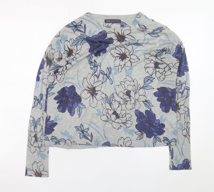 Marks and Spencer Women’s Grey Floral Crew Neck Jumper Size 12