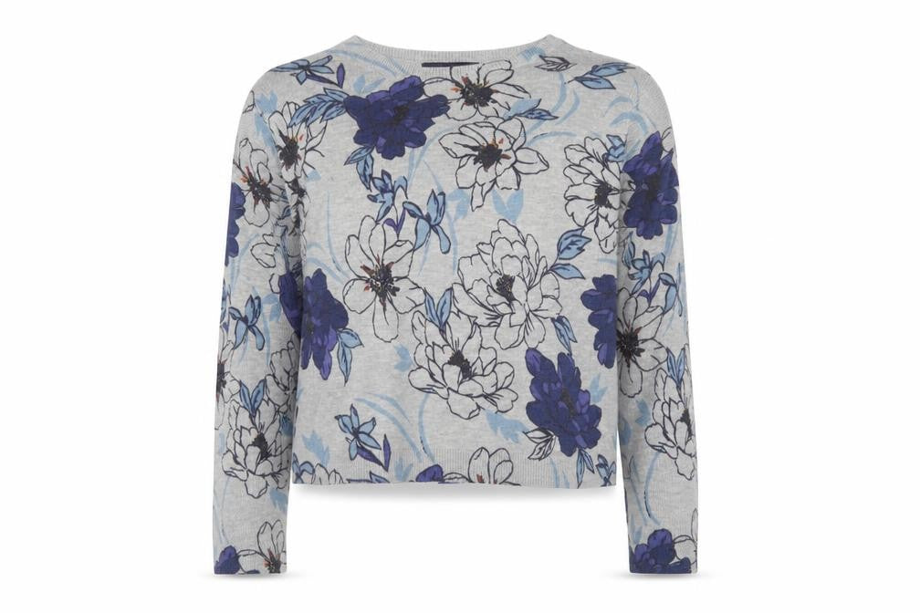 Marks and Spencer Women’s Grey Floral Crew Neck Jumper Size 12